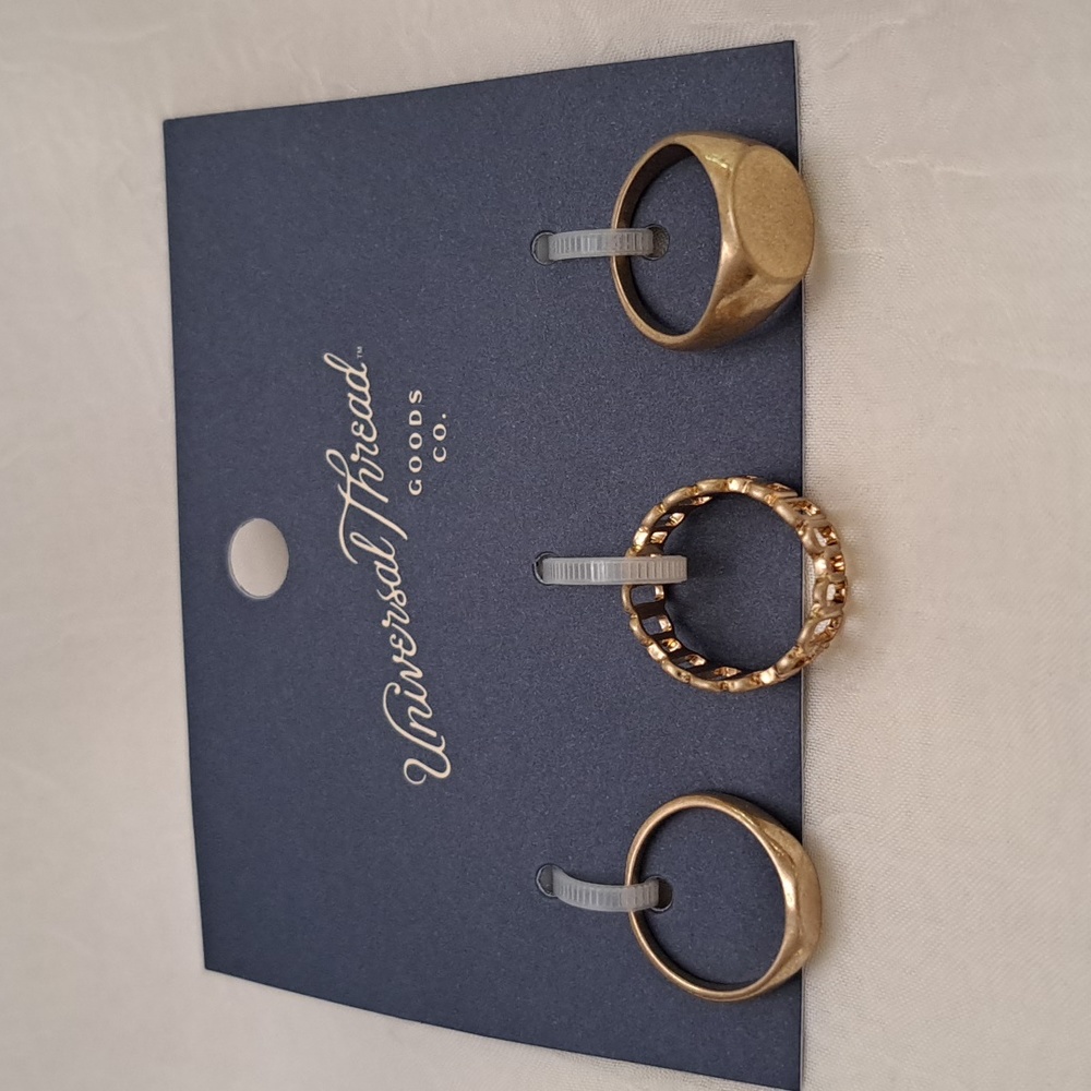 [2 for $15] NWT 3-Piece Set Antique Gold Tone Rings (Gold) - Universal Thread